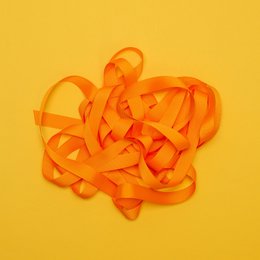 Orange grosgrain ribbon, 16mm x 5m, suitable for gift wrapping.