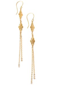Long-length 18K gold plated double link earrings