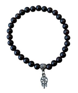 Women's bracelet Garnet 6 mm with dream catcher charm