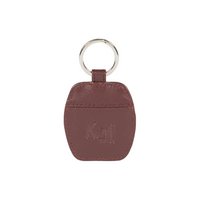 K10854XB | Genuine Saffiano Leather Keychain. Bordeaux color. Polished Nickel key ring. Total dimensions: 5.5 x 9.5 x 0.5 cm. Packaging: rigid bottom/lid Gift Box