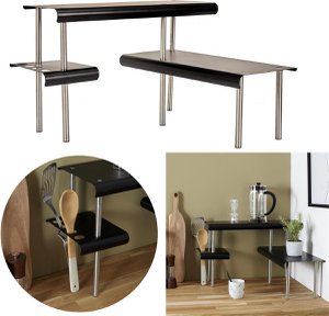 Keuken Organizer Rek met Houder voor Keukengerei – 50 x 50 x 30 cm – Compact Tafelsysteem met Twee Niveaus – Ideaal voor Spatels, Lepels en Kookaccessoires - Zwart