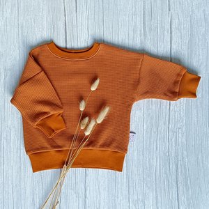 Übergroßer Pullover Waffeljersey Cognac