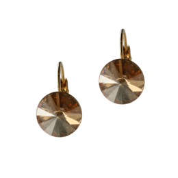 Classic gold-tone disc earrings with a round, riveted design.