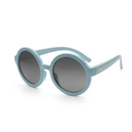 Stylish round kids sunglasses in a cool blue color with gray gradient lenses.