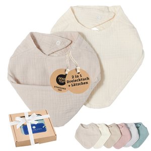 Musselin-Lätzchen-Set Sand und Elfenbein