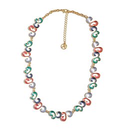  Irregular Enameled Geometric Necklace - SW24100A139
colors: blue, caffe
materials: enamel
style: geometric, irregular
shape: irregular, round
This irregular enameled geometric necklace features a unique and eye-catching design with a mix of blue and caffe enamel accents. The irregular shape and geometric patterns create a modern and stylish look that would complement a variety of outfits.