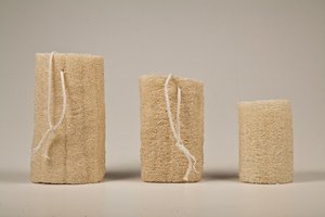 Natural Luffa sponge on a rope