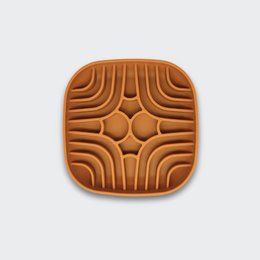  Amber-colored food bowl with a textured, geometric pattern design. Made of durable material suitable for pet food or water.