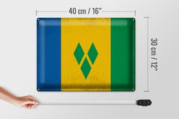 Blechschild Flagge Saint Vincent Grenadinen 40x30cm Vintage