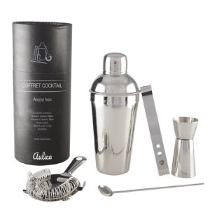 Cocktailshaker-Set 550 ml, 5-teilig, silberfarben