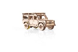 Wooden DIY SUV craft kit, natural wood color, vehicle shape, 3D puzzle assembly, eco-friendly material
