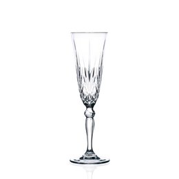 Set of 6 tall, slender champagne flutes with a delicate crystal design. Ideal for serving champagne, sparkling wine, or other celebratory beverages.
