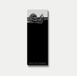 A dark, gothic-style bookmark with a skull and water motif. The bookmark appears to be made of a black material with a striking visual design.