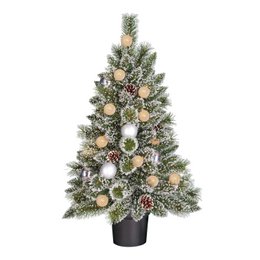  Tall, green artificial Christmas tree with LED lights and timer function, perfect for holiday decor.