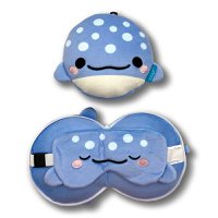Relaxeazzz Adoramals Aoi the Whale Shark Plush Travel Pillow & Eye Mask