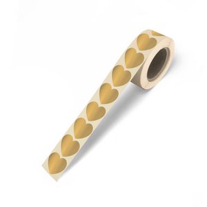 Golden mini hearts - Gift stickers on a roll - 500 pieces