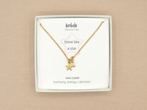 Ketting rock, ster en berg kristal, zilver of goud stainless steel