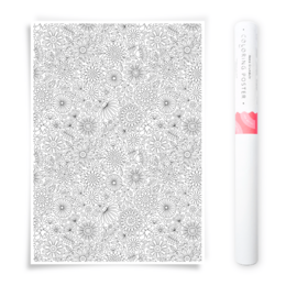 A detailed, colorful floral pattern poster suitable for wall art or coloring.