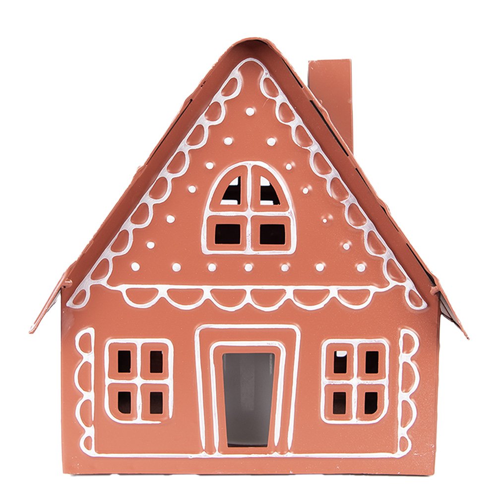 Decoratie Huis met LED 23x18x23 cm/ 3x AAA Bruin Metaal