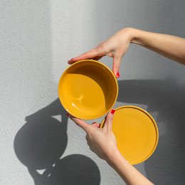 Skål 16 cm Stokrose - gul - 600 ml