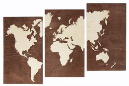 Mapamundi de madera, Mapa mural de madera, Mapamundi