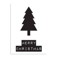 Merry Christmas - Kerstboom - Kerst Poster - Tekst poster - Zwart Wit poster