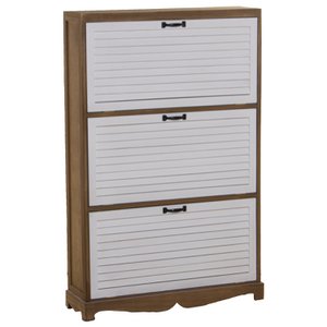 HOUTEN SCHOENENREK 3-P WIT/NATUREL 76X22X119CM, HOUT:PAULOWNIA ST50150