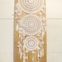 Triplet XL white fluffy dreamcatcher