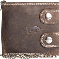 Portemonnee heren cognac met ketting – stijlvolle en praktische portemonnee van echt leer, geschikt voor heren en dames.