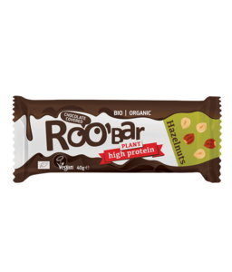 Hazelnut Protein Bar Covered With Chocolate, organic, Roobar, 40g