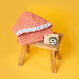 Brandy roze honingraat babybadponcho