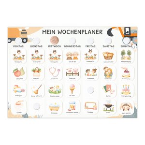 Weekly planner children including 350 routine cards - motif excavator