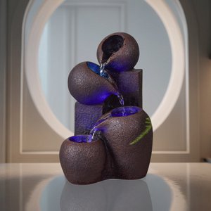 Binnenfontein - Luba - Zen en ontspannende sfeer - Gekleurd ledlicht - Trapsgewijze stroom - Decoratief cadeau-idee