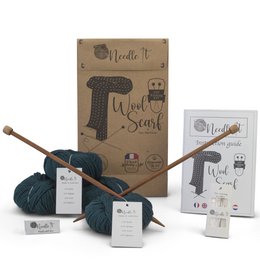 NEEDLE IT® Kit Tricot pour débutant Adulte Complet avec Aiguilles à Tricot – Écharpe en Laine à Tricoter soi-même - Idée Cadeau (Vert Foncé)