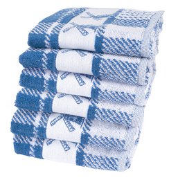 100% Bomuld Køkkentekstil Sæt 6 stykker Mill Blue