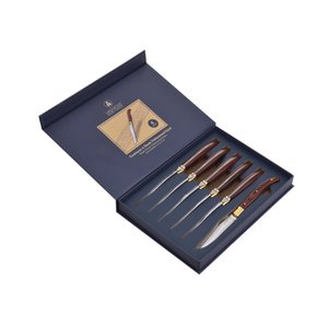 Doos met 6 tafelmessen Heft van palissanderhout