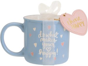 Gift set Eccolo DL mug 580ml and key ring Choose Happy ceramics