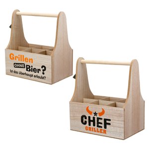 Flaschenträger Grill 2-sort. naturfarben H. 29,5 cm, VE 4