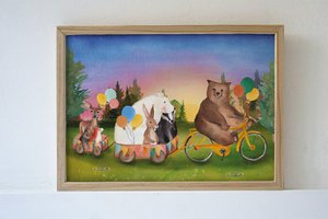 Poster Treintje met dieren
