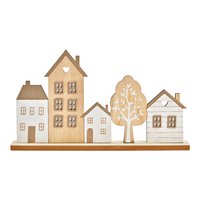 Aufsteller Häuser aus Holz natur (B/H/T) 30x17x5cm