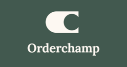  "Green teal dinner candle with Orderchamp logo branding text"