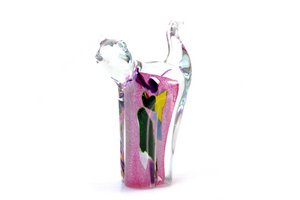 Roze Kat - Glas - hoogte 12 cm - Handgemaakt