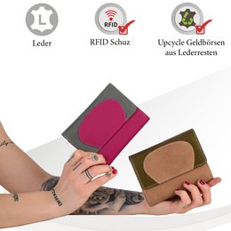 Sunsa damesportemonnee. Leren portemonnee. Portemonnee met RFID-bescherming. Portemonnee gemaakt van overgebleven leer. middelgrote portemonnee voor dames met veel creditcardvakjes - portemonnee voor dames, cadeau-idee