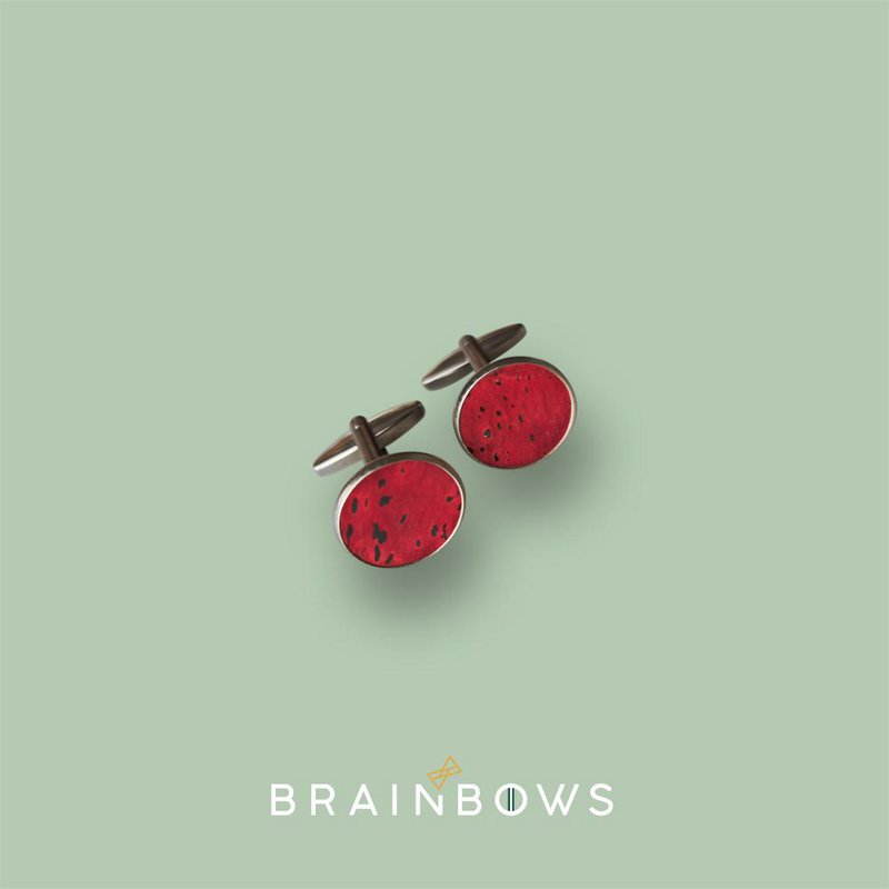 stainless steel CUFFLINKS with cork fabric