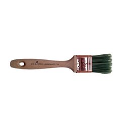 A flat, green-bristled paint brush with a wooden handle, measuring approximately 3.7 cm in width. The brush appears to be a basic, utilitarian tool for wall art or painting applications.