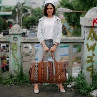 Kelim lederen metallic bronzen plunjezak