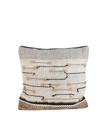  Woven straw tote bag with green and white striped pattern, featuring leather handles and trim.