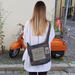 Borsa a tracolla Sunsa. Borsa a marsupio in cotone intrecciato. Borsa a tracolla donna/ragazza con manico regolabile. Borsa in tessuto leggera e capiente con chiusura a zip.