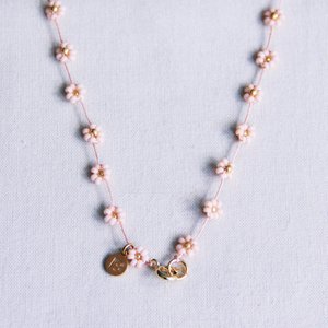 Daisy flower  necklace - nude/gold - FI100