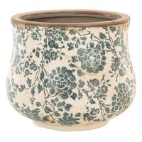 Flowerpot Ø 18x15 cm beige green ceramic flower flowerpot inside
